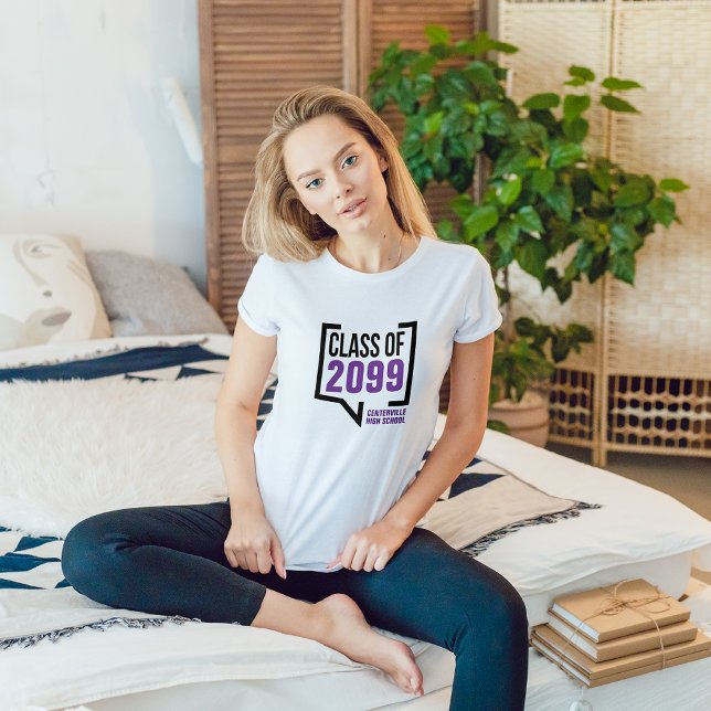 Camiseta Bolha de Discurso de Ano da Classe Púrpura (Criador carregado)