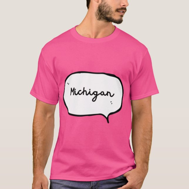 Camiseta Bolha de Discurso Manuscrito de Michigan (Frente)
