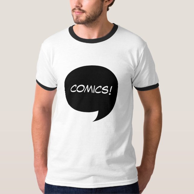 Camiseta Bolha de Fala Pop Art com Meios-Tons Retrô (Frente)
