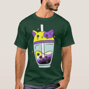 Camiseta Bolha de Gato Não Binária Tea Lover Kawaii LGBT Nã