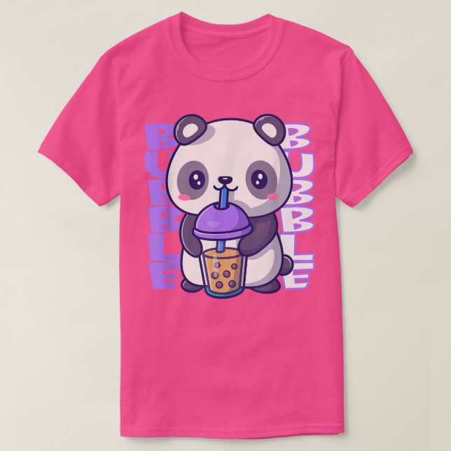 Camiseta Bolha de leite doce panda ursinho kawaii bebendo (Frente do Design)