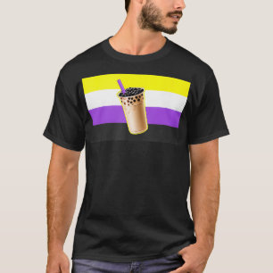 Camiseta Bolha de Taiwan Boba Tea Nonbinary Pride Flag NB
