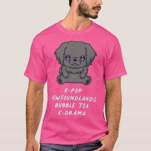 Camiseta Bolha de Terras Novas K-Pop Tea K-Drama Cão Kawaii