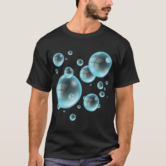 Camiseta Bolhas De Ar De Shampoo Azul De Turquesa (Frente)