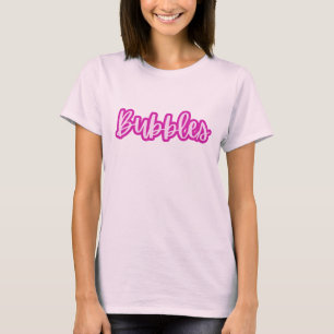 Camiseta Bolhas de texto rosa claro bonitas e divertidas pa