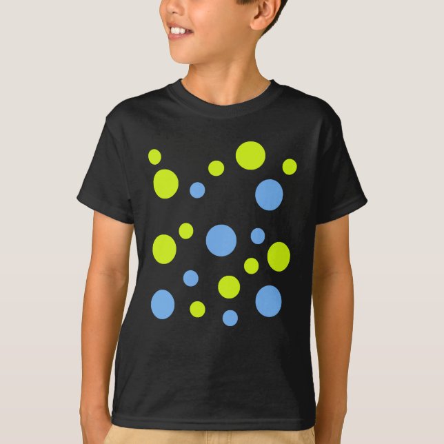 Camiseta Bolhas Felizes Funky Amarelo Azul (Frente)