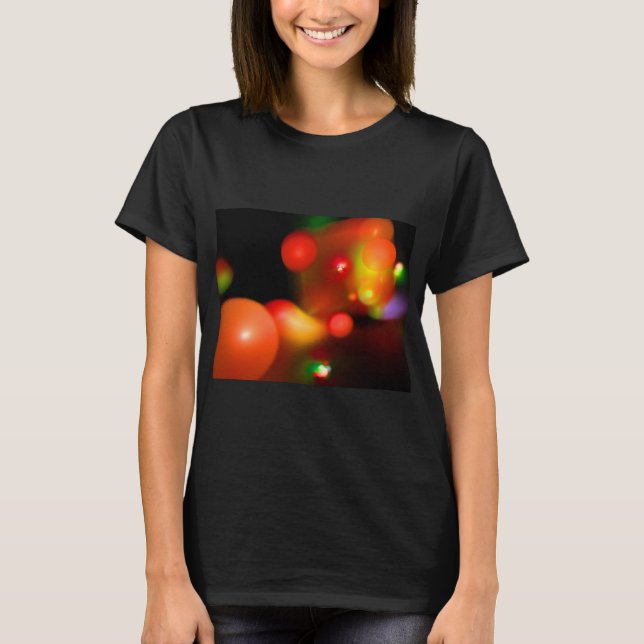 CAMISETA BOLHAS QUÂNTICAS DE LARANJA VERMELHA FRACTAL (Frente)