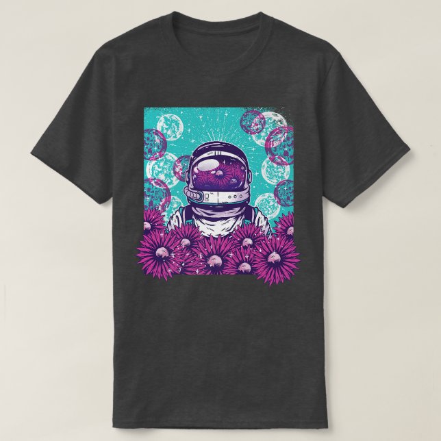 Camiseta Bolhas subaquáticas Astronauta Astral Design Cosmi (Frente do Design)