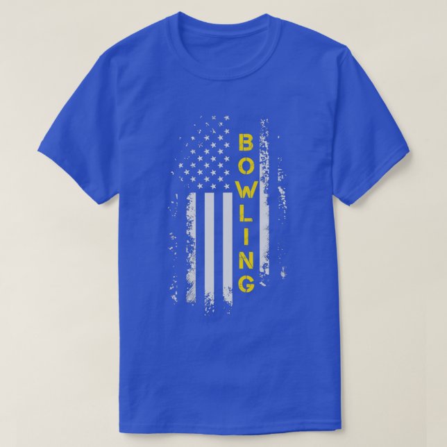 Camiseta Boliche Americana da Bandeira Boliche T (Frente do Design)