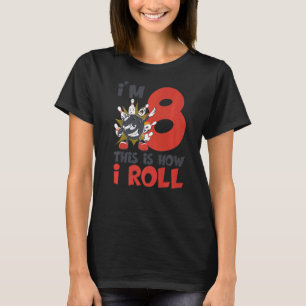 Camiseta Boliche Aniversário de 8 Anos de Idade Bowler 8º A