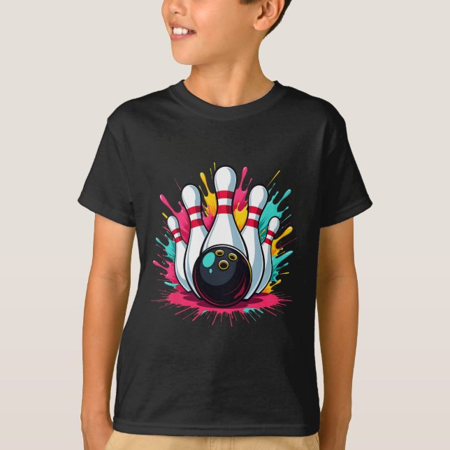 Camiseta Boliche Colorida do Dia da Boliche (Frente)
