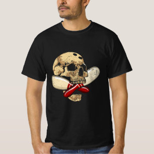 Camiseta Boliche Cruzada Pinos Retro Skelull Skeleton Head 