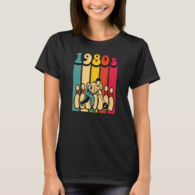 Camiseta boliche Da Década De 1980 Volta À Imagem Da Década (Frente)