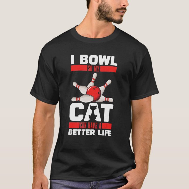 Camiseta Boliche da Liga de Beco de Gato de Bowler (Frente)