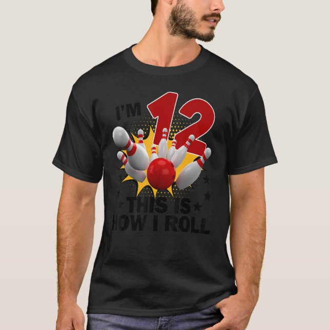 Camiseta boliche De 12 Anos Como Eu Rolo 12 (Frente)