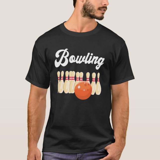 Camiseta Boliche de Bola de boliche da boliche do Bowler em (Frente)