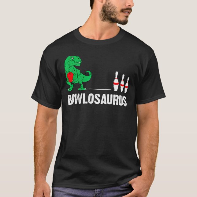 Camiseta Boliche de Bowlosaurus T Rex Dinossaur (Frente)