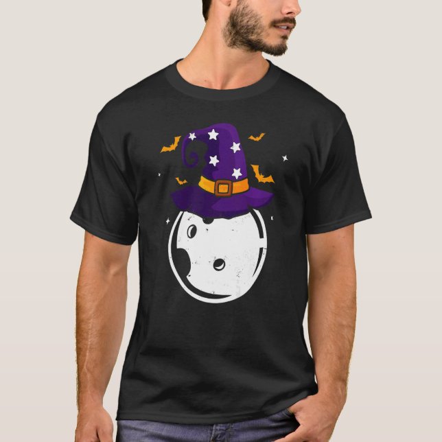Camiseta Boliche Divertida Feiticeira Hat Halloween Boliche (Frente)