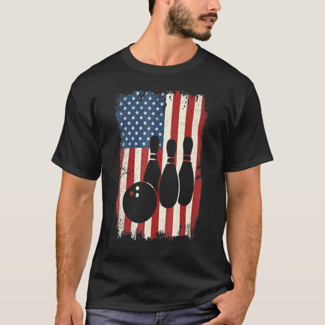 Camiseta Boliche Dos Eua, Boliche Americana De Bandeiras Bo (Frente)