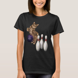 Camiseta Boliche Engraçada De Gato