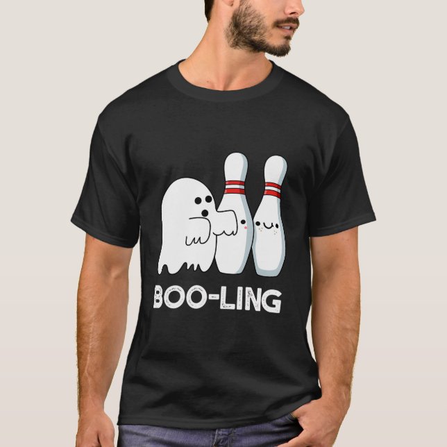 Camiseta Boliche Engraçado Boo-Ling Ghost Pun (Frente)