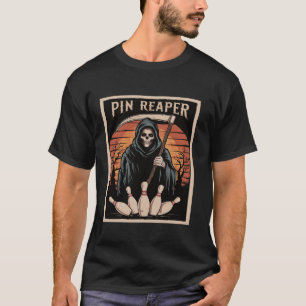Camiseta Boliche Engraçado Grim Reaper Bowler Oferece Homen