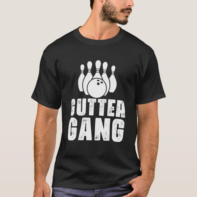 Camiseta Boliche Gutter Gang Boliche Para Homens Mulheres C (Frente)
