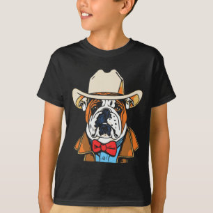 Camiseta Boliche Inglês Diversão do Cowboy Ocidental Dog Bo