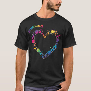 Camiseta Boliche Para Mulheres Boliche Retro Amor Arco-Íris