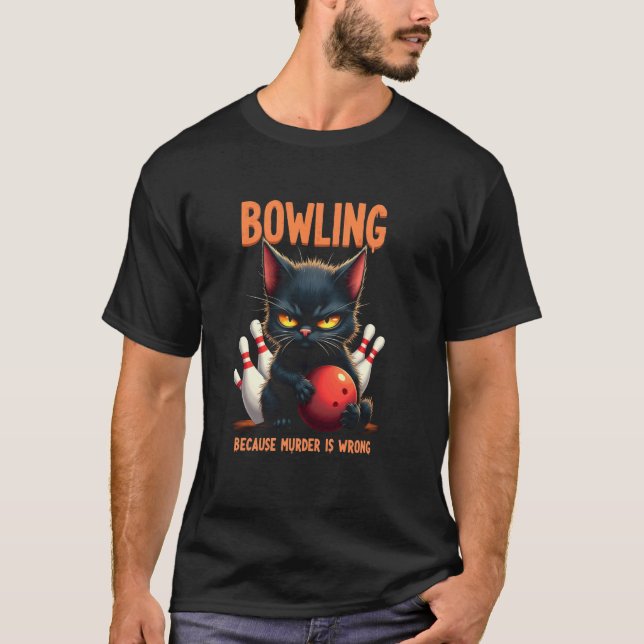 Camiseta Boliche Porque Assassinato É Errado - Diversão de  (Frente)