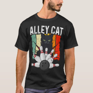 Camiseta Boliche Retro Gato de Pista de Boliche Vintage