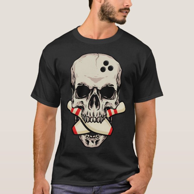 Camiseta Boliche Skeleton Head Bola de boliche (Frente)
