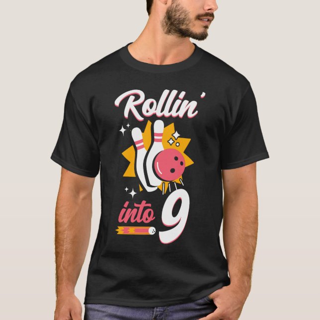 Camiseta Boliche Team Rollin' para 9 9º aniversário (Frente)