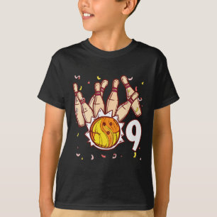 Camiseta Boliche Tema de Aniversário de 9 anos de Idade Div