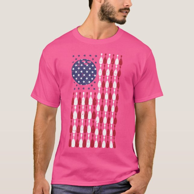 Camiseta Boliche Usa Bandeira 4 De Julho Patriotic Bowler (Frente)