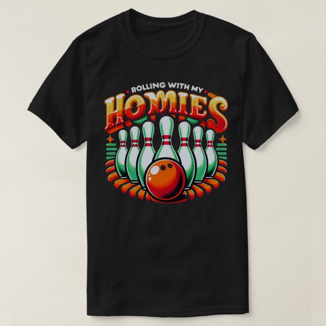 Camiseta Boliches Rolando Com Minhas Casas Engraçados Homen (Frente do Design)
