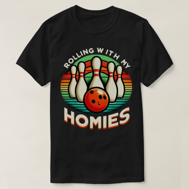 Camiseta Boliches Rolando Com Minhas Casas Engraçados Homen (Frente do Design)