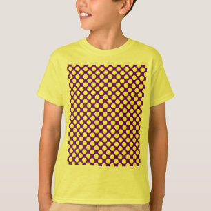 Camiseta Bolinhas Amarelas com Estilhaço de Fundo Roxo