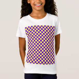 Camiseta Bolinhas amarelas com stouro roxo