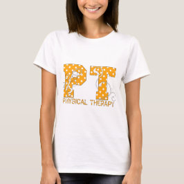 Camiseta bolinhas brancas alaranjadas da pinta