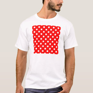 Camiseta Bolinhas - branco no vermelho