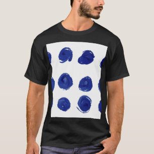 Camiseta Bolinhas, cor d'água azul indigo.