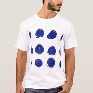 Camiseta Bolinhas, cor d'água azul indigo.