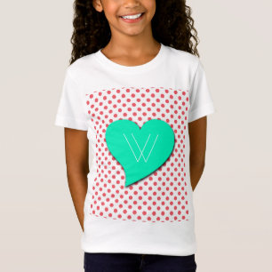 Camiseta Bolinhas cor-de-rosa coral-Monograma por Shirley T