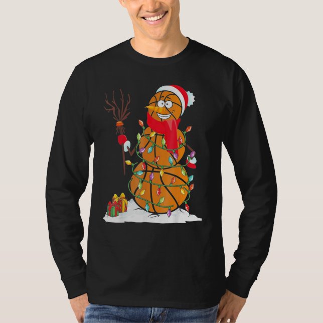 Camiseta Bolinhas de Boneco de Neve de Basquete (Frente)