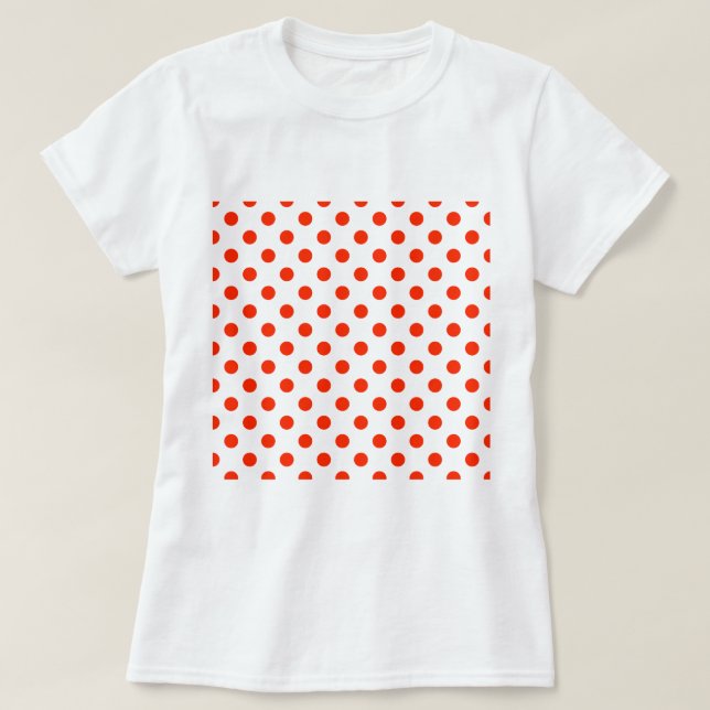 Camiseta Bolinhas grandes - vermelho brilhante no branco (Frente do Design)