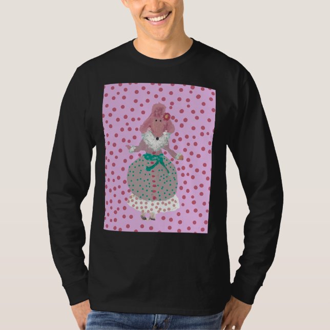 Camiseta Bolinhas Rosa Poodle Divertido Fluff! (Frente)