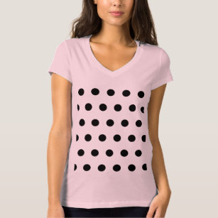 Camiseta Bolinhas V-Neck T-Shirt (rosa e preto)