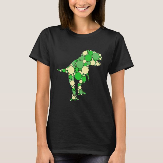 Camiseta Bolinhas Verde T Rex Pontos do Dinossauro Internac (Frente)