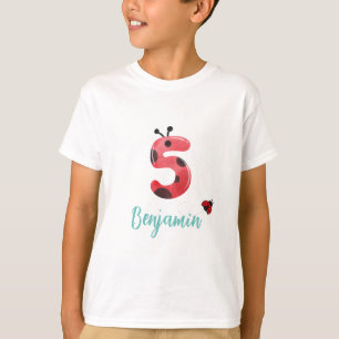 Camiseta Bolinhas vermelha-branca Nome da Festa de aniversá